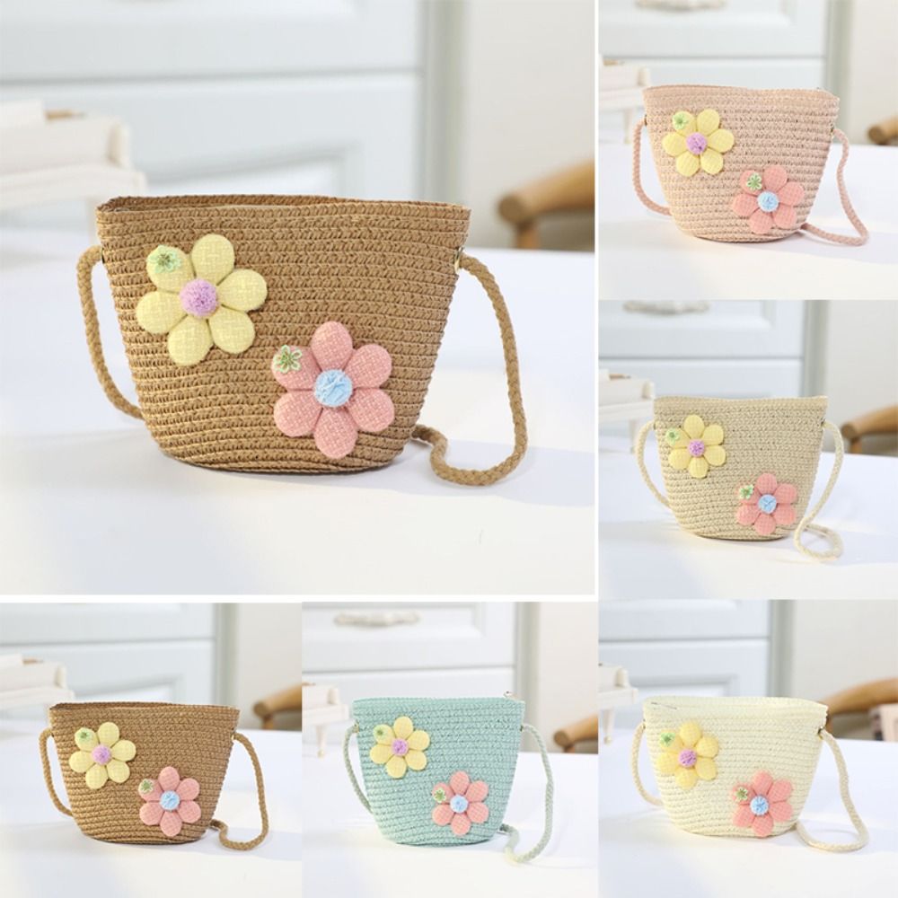 Flower Girl Basket - Handgemaakte geweven meisjesbloem strozak met rits