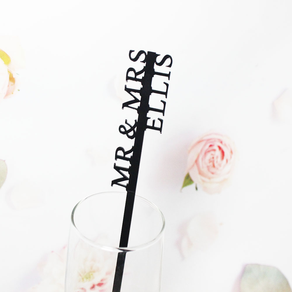 Wedding Souvenir - Gepersonaliseerde drankenroerstaafjes Bruiloft drankenlabels Roerstaafjes Cocktailbar