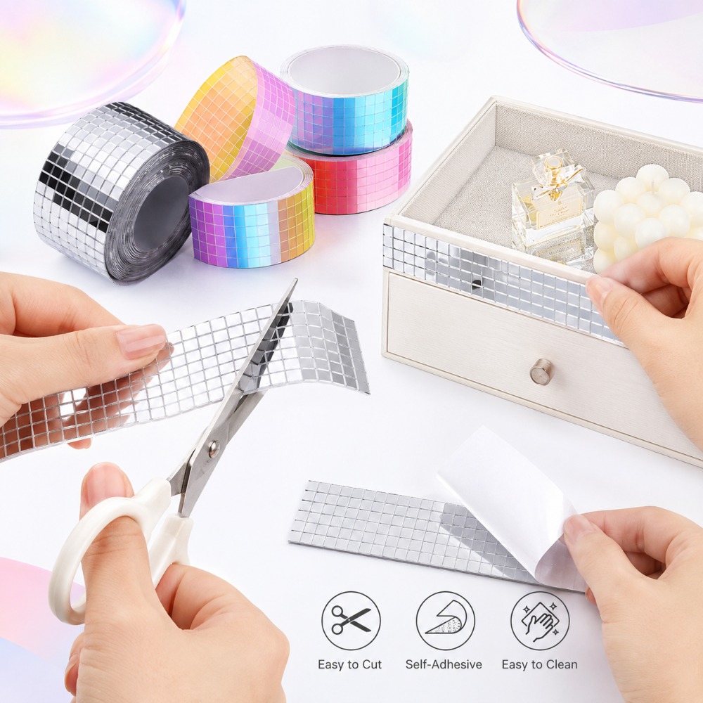 Wedding Bathroom Supply Kit - Mini vierkante spiegelmozaïektegels zelfklevende echte ambachtelijke